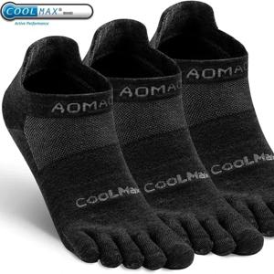 남성용 및 여성용 발가락 양말 운동용 달리기 Coolmax 다섯 손가락 발목/쿼터 양말 통기성 속건성 경량, 3쌍