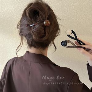 심플한 진주 싱글 라인 클립, 고급 트위스트 머리핀, 절묘한 헤어스타일 만들기, 생일 파티 및 일상복에 적합