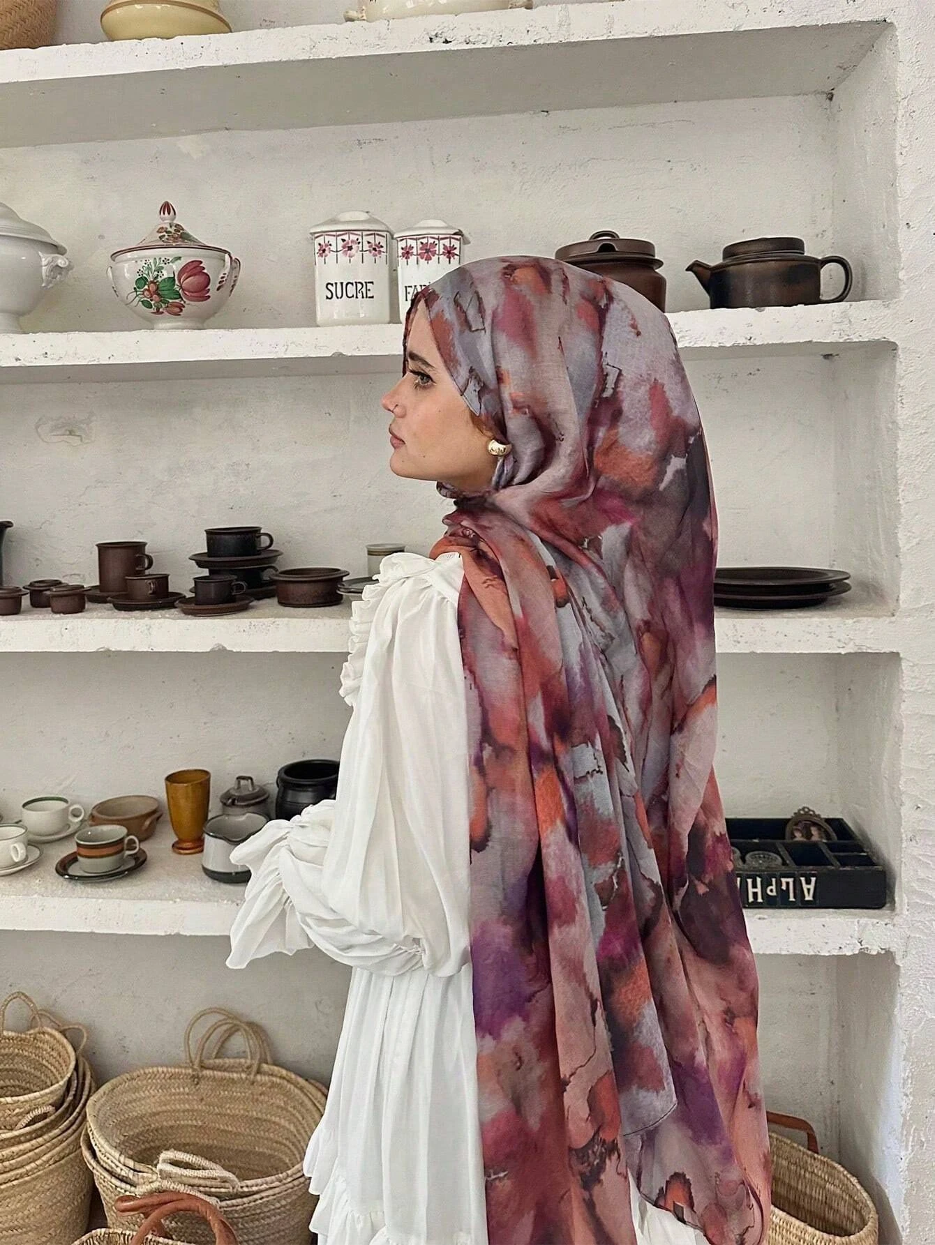 새로운 여성 수채화 Hijab 스카프 두건 머리띠 빈티지 럭셔리 비치 180cm 긴 손수건 보헤미아 이슬람 액세서리 2024