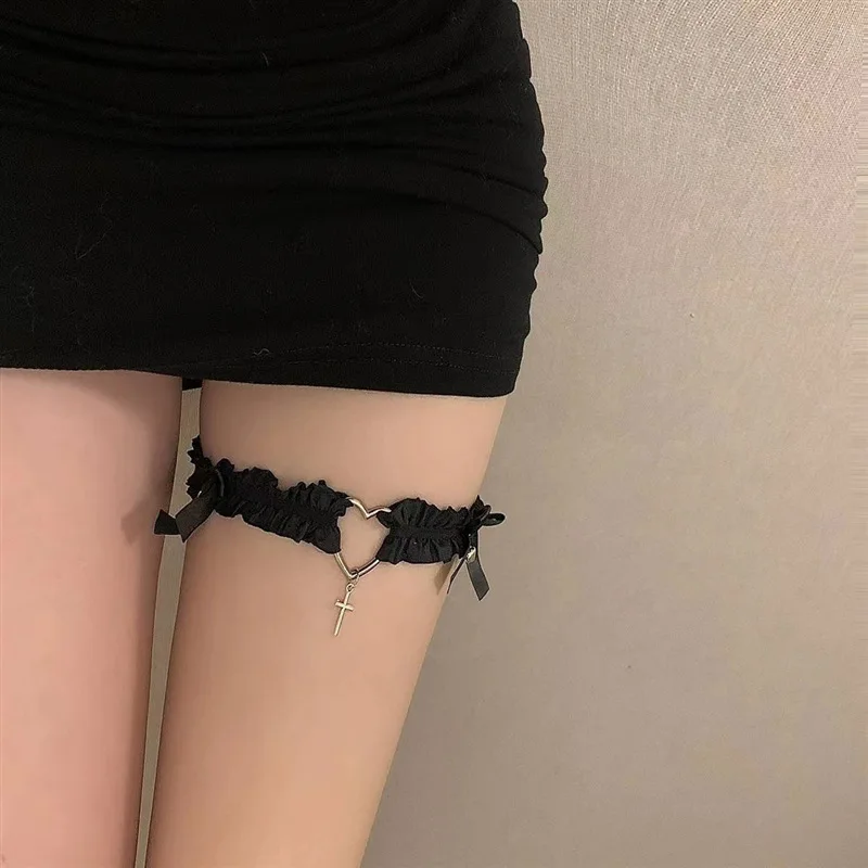 리본 하트 벨 레그 링 레이스 허벅지 액세서리 초커 쇄골 체인 액세서리 레그 체인