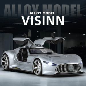 1: 32 Bens-AMG GT 합금 자동차 모델 높은 시뮬레이션 다이캐스트 장난감 소리와 빛 풀백 차량 장식 장난감 어린이를위한