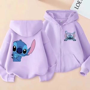 재미 있은 지퍼 업 스웨터 스티치 까마귀 아동복 아이 소녀 소년 릴로와 스티치 운동복 지퍼 Hoody 아기 캐주얼 탑