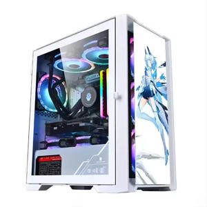 AOTESIER 풀 뷰 사이드 패널 강화 유리 전면 PC 게이머, 게이밍 PC 코어 i7 CPU, 16G RAM, 256G SSD, HD4600, ATX, ITX, M-ATX