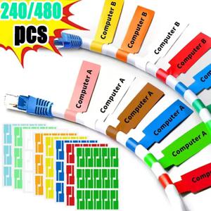 240/480pcs 자기 접착 케이블 레이블 다채로운 방수 와이어 마킹 타이 레이저 프린터 스티커 섬유 와이어 레이블 주최자