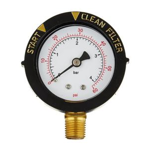 A32R- 190058   압력 게이지 0-60 PSI, 1/4 인치 NPT 하단 마운트 수영장이 있는 필터 수압 게이지 시작 및 청소