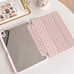 IPad Pro 11 케이스 10.2 9/8/7세대 9.7 5/6세대 Air4/5 10th 10.9 Air 3 10.5 Pro 12.9 Mini 6 Trifold 케이스용 검정색 폴카 도트