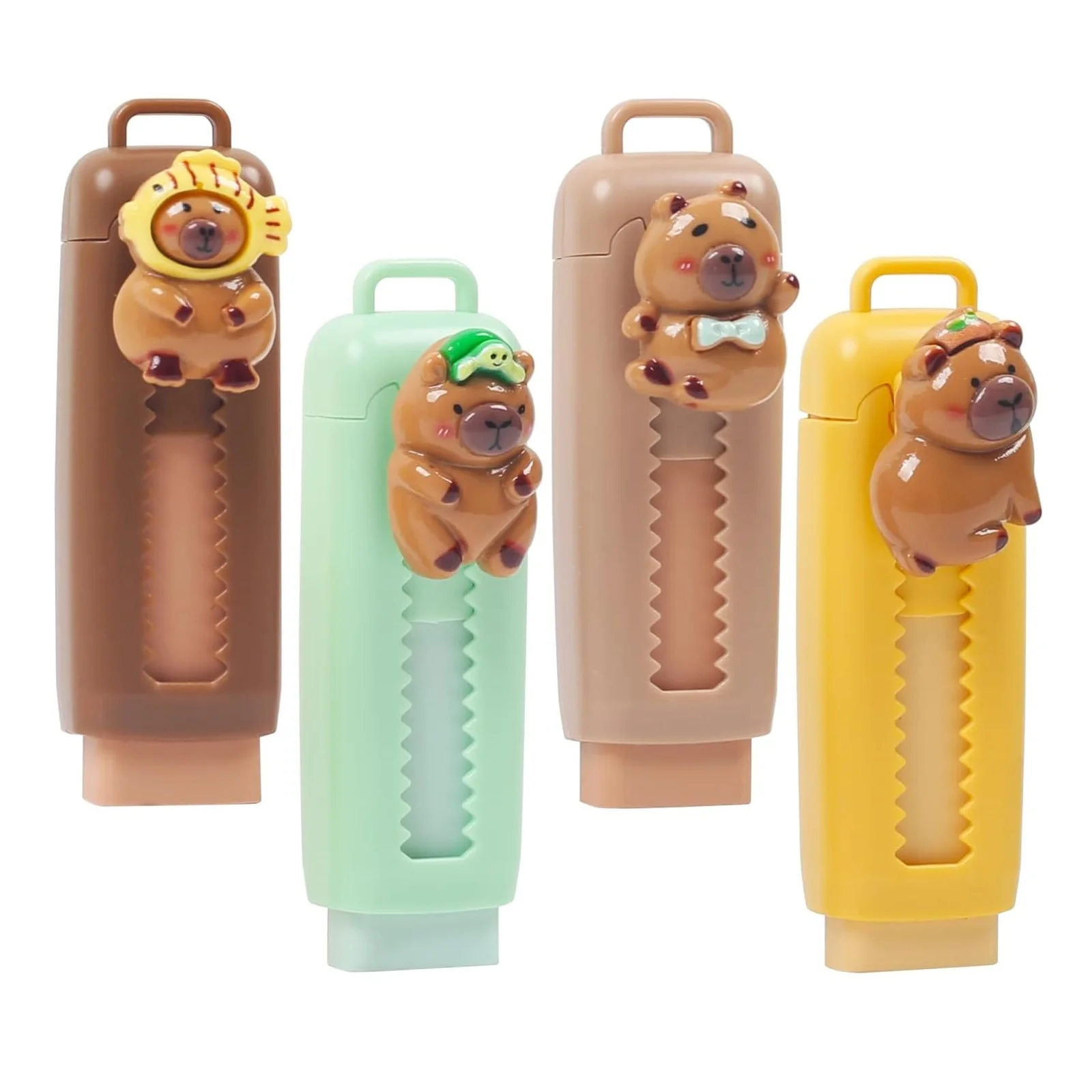 1/4pcs Capybara 지우개 세트 만화 디자인 4B 지우개 그리기 시험을 위해 개폐식 어린이 학생 다시 학교 문구 A3013