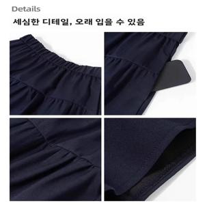 플러스 사이즈 여성 하이 웨이스트 A 라인 블루머 스커트 다크 블루 봄 여름 새 스타일 통근 스타일 짧은 스커트 트렌디