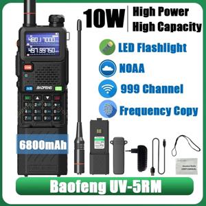 Baofeng UV-5RM 6800mAh 워키 토키 대용량 무선 복사 주파수 10W LED 손전등 Type-C NOAA 업그레이드 된 UV-5R 라디오