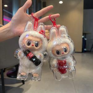 LABUBU 코카콜라 시리즈 투명 보호 케이스 인형 먼지 케이스 보호 커버 아기 옷 착용