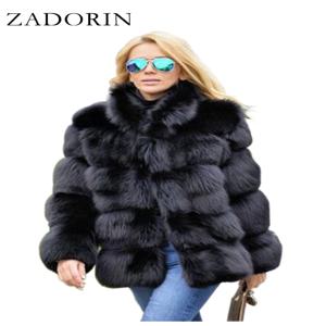 ZADORIN 패션 두꺼운 따뜻한 겨울 코트 여성 럭셔리 가짜 여우 모피 코트 자켓 여성 스탠드 모피 칼라 가짜 모피 자켓 겉옷