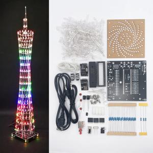 DIY 전자 키트 캔톤 타워 LED 납땜 프로젝트, 블루투스, 와이파이 제어, 다채로운 안개등 깜박이 프로젝트, 케이스 없음