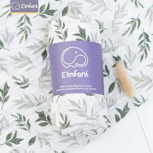 Elinfant 대나무 코튼 아기 목욕 수건 랩, 신생아 모슬린 배넷저고리 담요, 100% 코튼, 120x110cm, 2 레이어