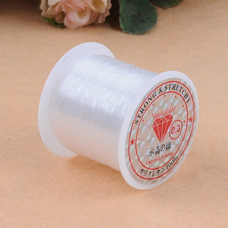 0.2-0.8mm 1 롤 DIY 페르시 투명 나일론 수동 코드 크리스탈 로프 팔찌에 대한 탄력 라인 없음 낚시 라인 공급 만들기