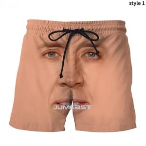 니콜라스 케이지 웃긴 얼굴 그래픽 비치 반바지 남자 멋진 3D 인쇄 보드 반바지 수영복 여름 하와이 수영 트렁크 키즈 아이스 반바지