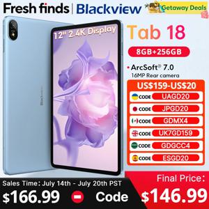 블랙뷰 탭 18 12 인치 태블릿, 12GB + 256GB 16MP 2.4K FHD + 디스플레이, 8800mAh 배터리, Widevine L1 MTK Helio G99 33W