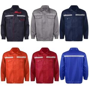Mens Womens Mechanic 자동 수리공 작업 재킷 탑 반사 스트라이프 긴 소매 작업자 유니폼 공장 워크샵 의류