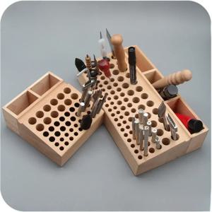 정리함 가죽 공예 도구, 목재 거치대 랙 스탬프 정리함, 도구 정리함 보관용 3 슬롯, 46/98 홀