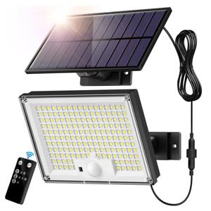 172LED 태양광 조명 야외 방수 모션 센서 투광 조명 원격 제어 파티오 차고 뒷마당용 3가지 모드