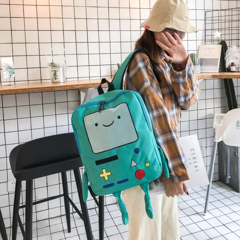 여자를위한 크리 에이 티브 로봇 디자인 배낭 여자를위한 재미있는 게임 콘솔 패턴 배낭 귀여운 만화 캔버스 배낭 여행 가방