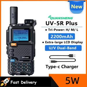 Quansheng UV-5RPLUS Type-C 워키 토키 트라이 파워 듀얼 밴드 UHF/VHF 경찰 밴드 350-390MHz 양방향 라디오 스크램블러 트랜시버