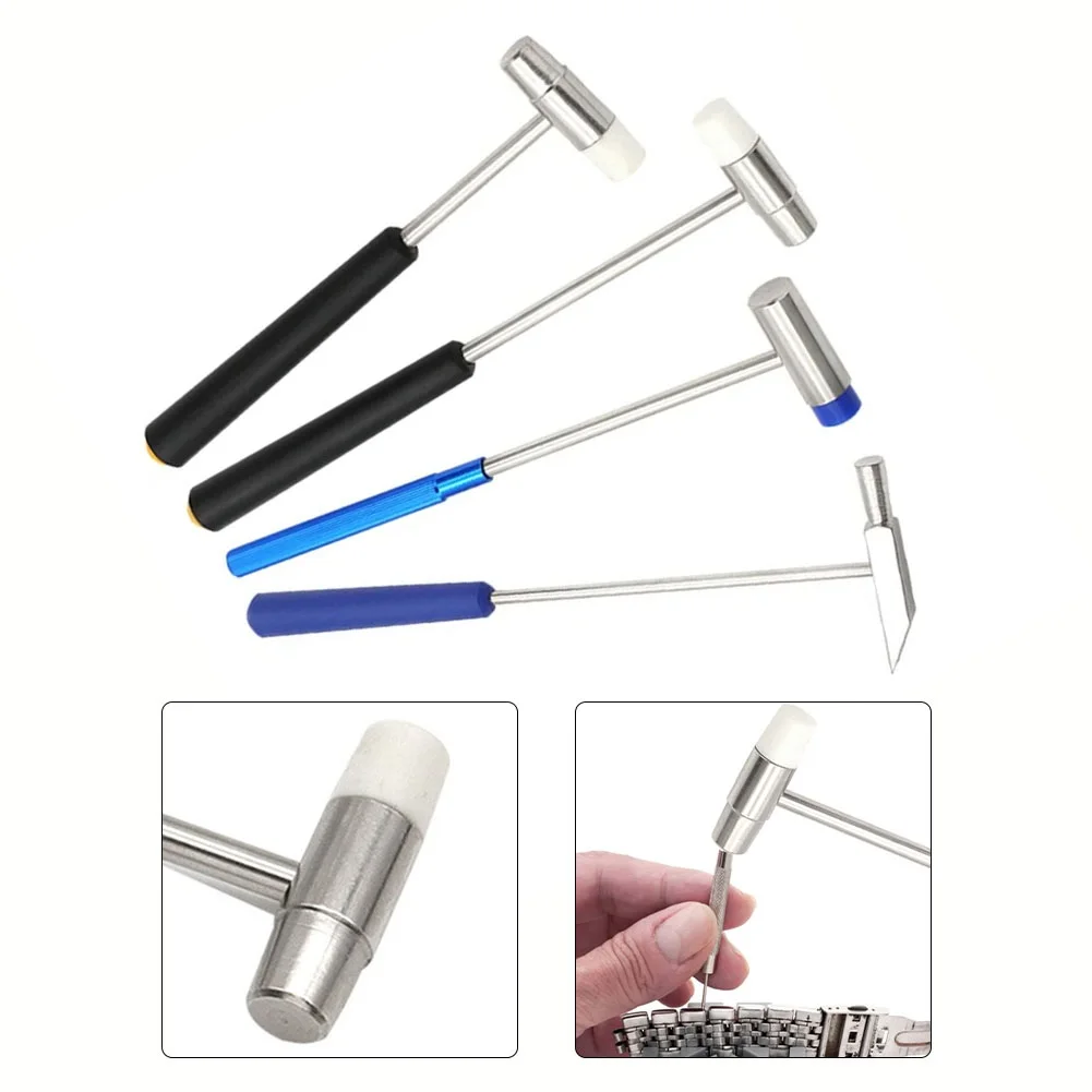 1pc 미니 망치 수리 도구 금속 고무 망치 DIY 쥬얼리 시계 수리 핸드 툴에 대한 더블 헤드 휴대용 망치