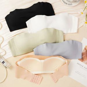 원활한 원피스 튜브 탑 여성 이동식 패드는 기본 블랙/화이트/스킨 여성 Strapless Bra Bandeau 섹시한 란제리를 친밀합니다