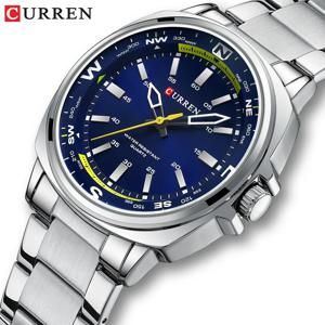CURREN 8455 남성용 쿼츠 시계 대형 다이얼 방수 스테인레스 스틸 스트랩 캐주얼 비즈니스 남성용 우아한 시계 reloj hombre