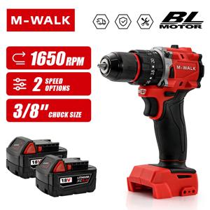 M-WALK 18V 배터리 충전식 브러시리스 소형 전기 스크루 드라이버 핸드 드릴 임팩트 드릴 밀워키 18V 배터리 핀
