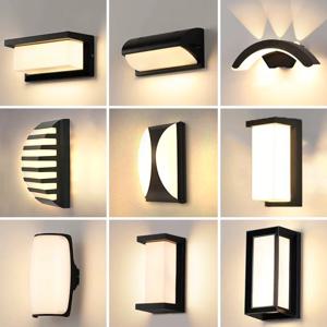 LED 야외 벽 조명 벽 램프 모션 센서 AC110V 220V 방수 현대 실내 홈 발코니 경로 베란다 정원 장식