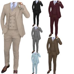 남성용 슬림핏 쓰리피스 세트, 조끼, 블레이저, 바지 3 피스 세트, 결혼식, 비즈니스, 공식 행사 등에 이상적