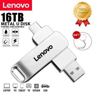 Lenovo 16TB USB 플래시 드라이브 USB3.2 고속 전송 금속 유형 C U 플래시 휴대용 미니 PenDrive 메모리 방수 펜 드라이브