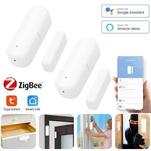Tuya Zigbee 도어 윈도우 센서 스마트 보안 알람 개방형 폐쇄 감지기 홈 도난 방지 도어 접촉 센서 Google 홈 Alexa