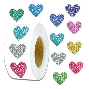 500PCS 라인 석 복숭아 하트 패턴 핑크 골드 멀티 컬러 하트 스티커 휴대 전화 DIY 반짝 이는 장식품