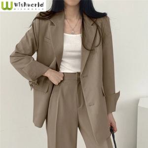 핑크 재킷 블레이저 캐주얼 와이드 레그 팬츠 투피스 세트, 우아한 여성 바지, 세트 오피스 세트, 2025 여름 신상