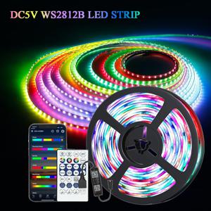 Dc5V Rgbic Ws2812B Usb Led 스트립 라이트 매직 컬러 블루투스 App 제어 1-30M Led Ape 유연한 리본 램프 다이오드 Tv 백라이트