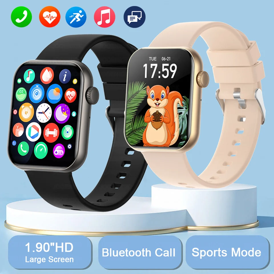 Xioami 클래식 스마트 시계 남성 여성 무선 통화 심박수 1.90 인치 화면 음악 날씨 방수 Smartwatch 2025 New