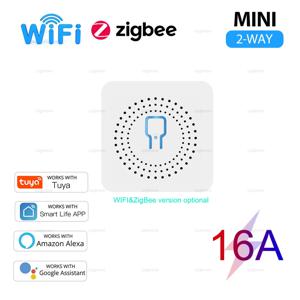 16A 미니 Wifi/Zigbee 스위치 브레이크 스마트 홈 양방향 제어 릴레이 스마트 라이프 제어 원격 타이머는 Alexa Google 홈과 함께 작동합니다.