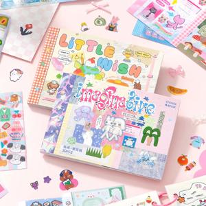 Kawaii 듀얼 M5 스티커 책 Ins 한국어 스타일 귀여운 만화 장식 스티커 로맨틱 DIY 핸드북 스크랩북 학교 용품