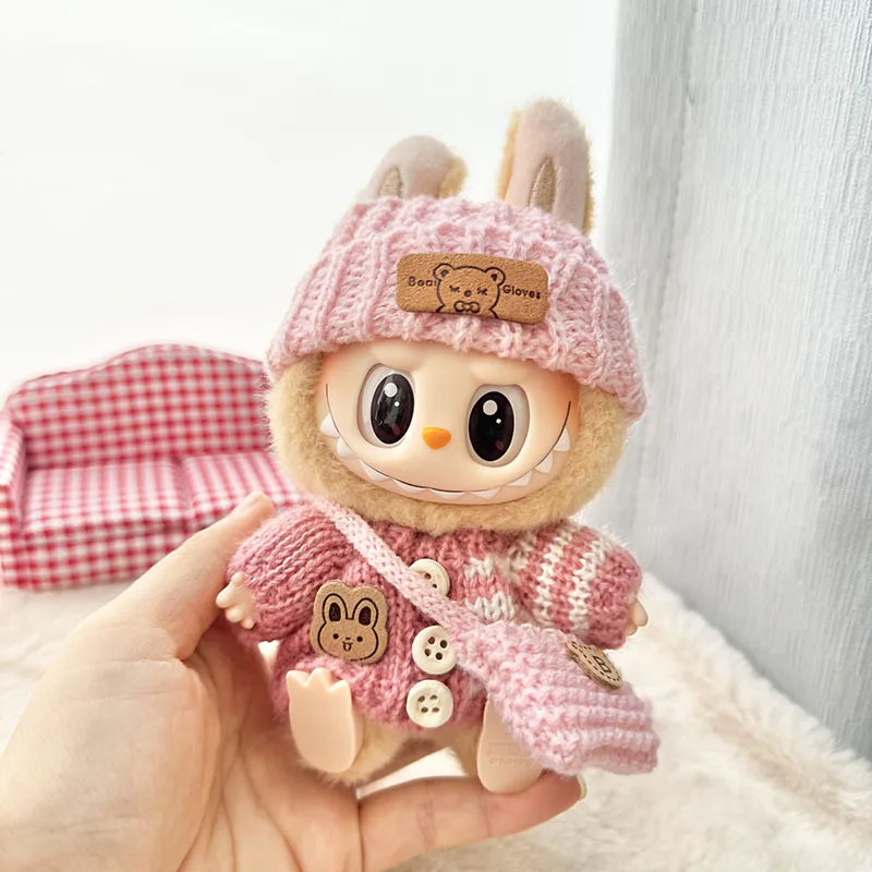 라부부 의상 V1 V2 V3 17cm 인형용 옷, 앉는 액세서리, 안경, 의류 디자이너, 어린이 선물, 스웨터, 모자, 가방 세트