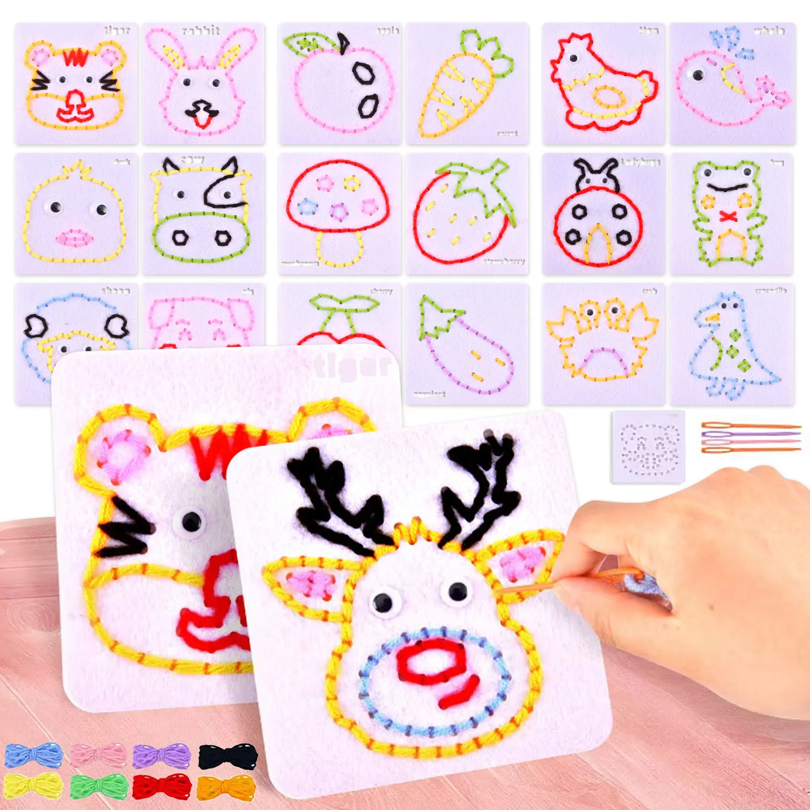 초보자를위한 부직포 레이싱 장난감 Chidlren Kids Sewing Craft Kit Fine Motor Skill Busy Board Education Sensor