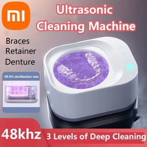 Xiaomi 48khz 초음파 청소 기계 치열 교정 보이지 않는 교정기 리테이너 틀니 클리너 치아 청소 유물 휴대용