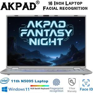 얼굴 인식 인텔 노트북 N5095 16인치 노트북 16GB/32GB 램 최대 2TB 저장용량 윈도우 11 Pro Wifi 5 BT 4.2 RGB 키보드 얼굴 인식