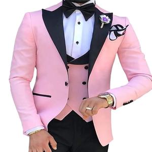 2023 남성용 3 피스 정장 맞춤 제작 신랑 신랑 들러리 턱시도 웨딩 남성 정장 Terno Masculino(자켓 + 바지 + 조끼)