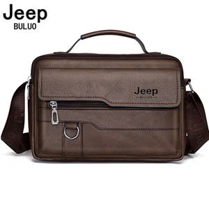 JEEP BULUO 다기능 비즈니스 핸드백 남자 새로운 남자의 어깨 가방 대용량 가죽 메신저 가방 크로스 바디 빅 브랜드