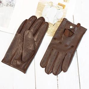 여름 운전 Deerskin 전체 손가락 가죽 장갑 남성용 얇은 중공 안감 오토바이 타기 남성용 패션 드라이버 장갑