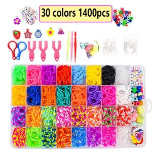 1 세트 Loom 고무 밴드 팔찌 어린이를위한 리필 도구 세트 키트 만들기 DIY 공예 보석 만들기 용품 재료 소녀 소년 선물