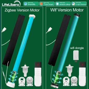 LifeLibero Tuya WiFi ZigBee 배터리 스마트 커튼 롤러 블라인드 그늘 튜브 모터 For37 38mm 원격 제어 지원 Alexa Google