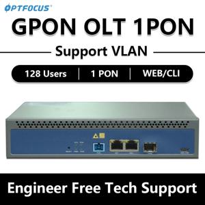 OPTFOCUS GPON OLT 1PON 128 ONU 10G 업링크 C+ GBIC SFP 100-240V AC 12V DC 전원 미니 GPON OLT 1 포트