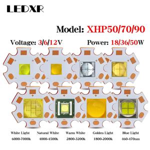 고전력 XHP50 XHP70 XHP90 고휘도 LED 비즈 18W36W50W 손전등 자동차 라이트 다이빙 3/6/12 광원